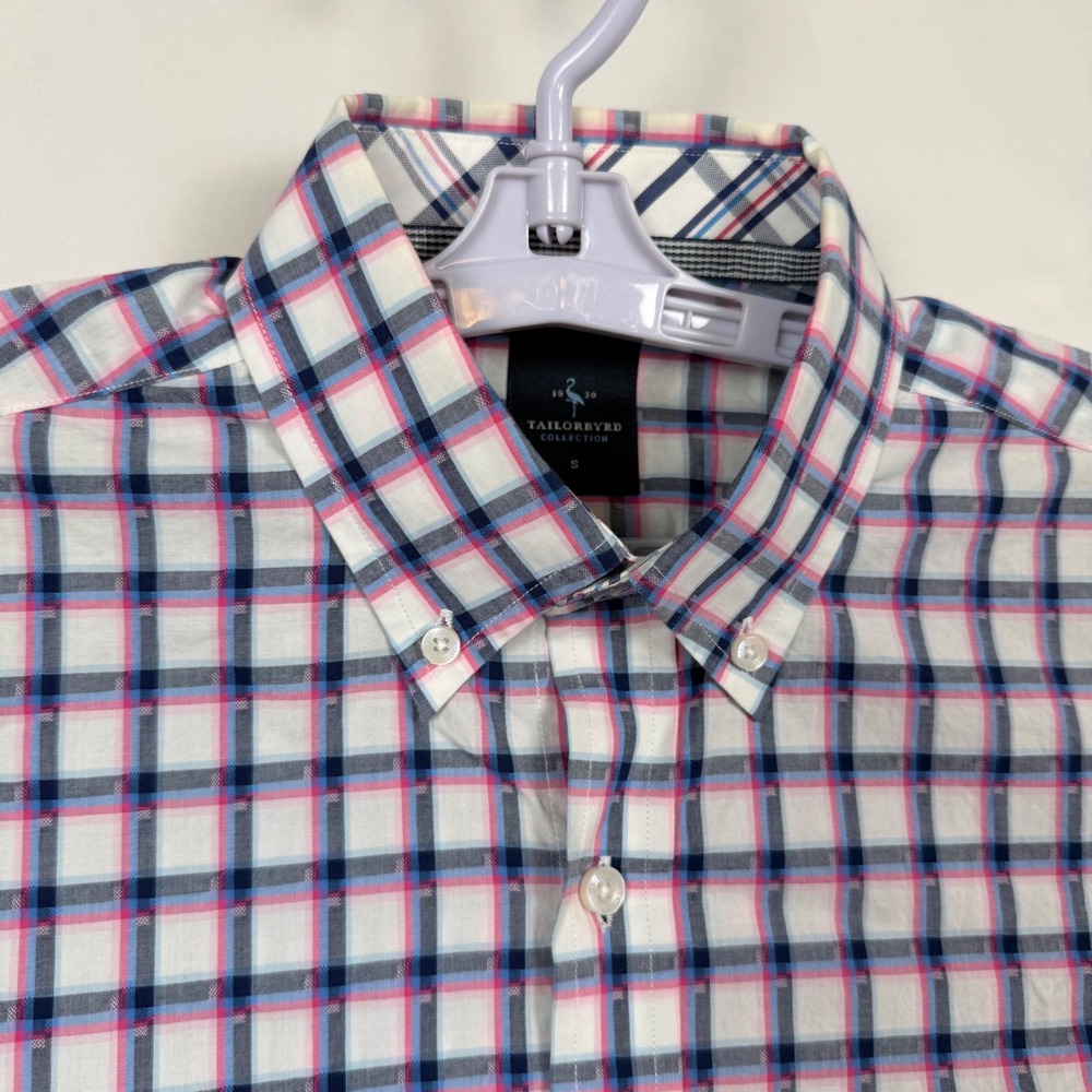 Tailorbyrd Men's Plaid Button Down Shirt Size Small Long Sleeve Casual Red Blue - Picture 2 of 9